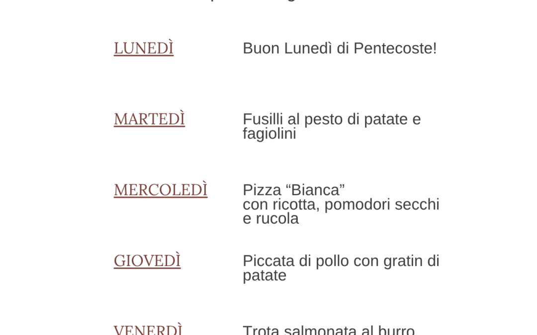 Menù mezzogiorno