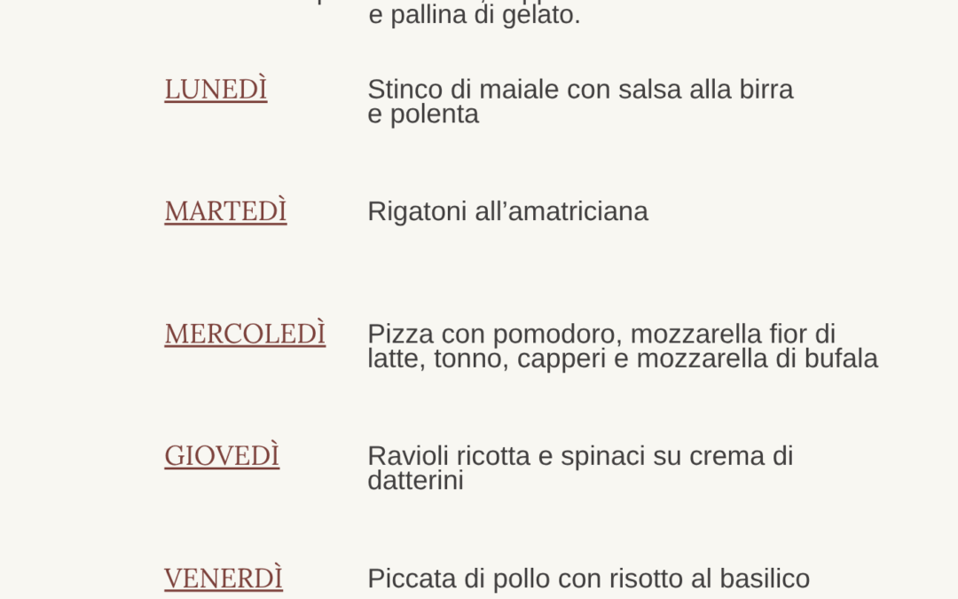 Menù mezzogiorno