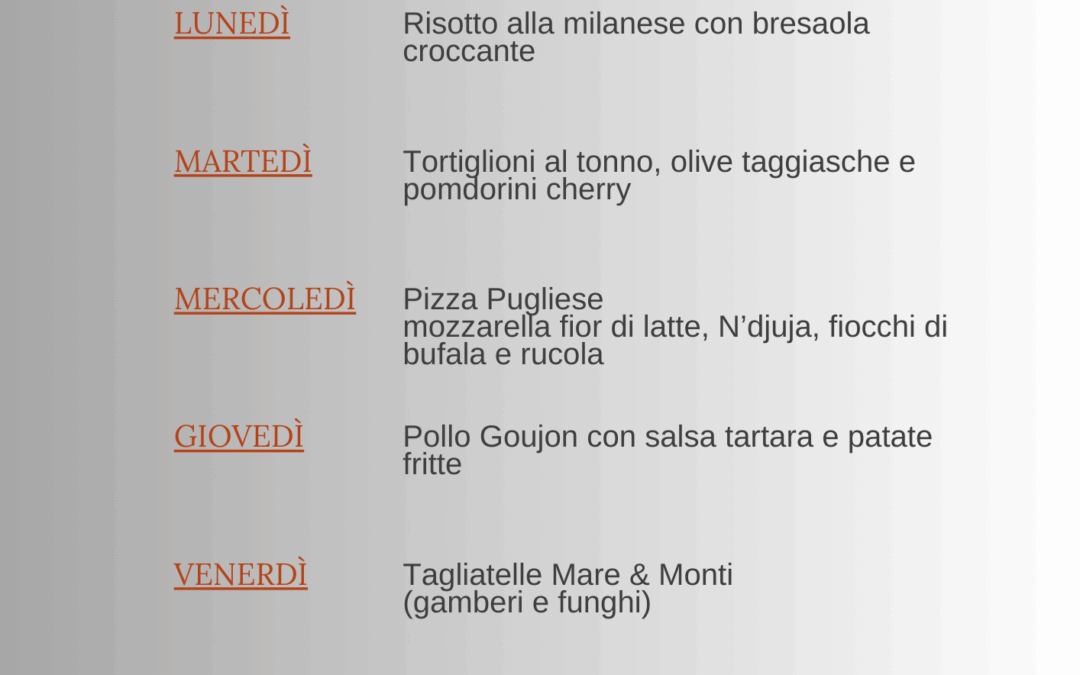 Menù mezzogiorno