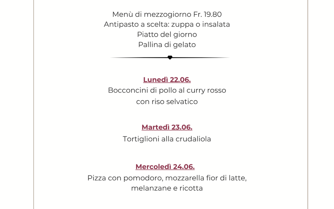 Menù mezzogiorno LU-VE