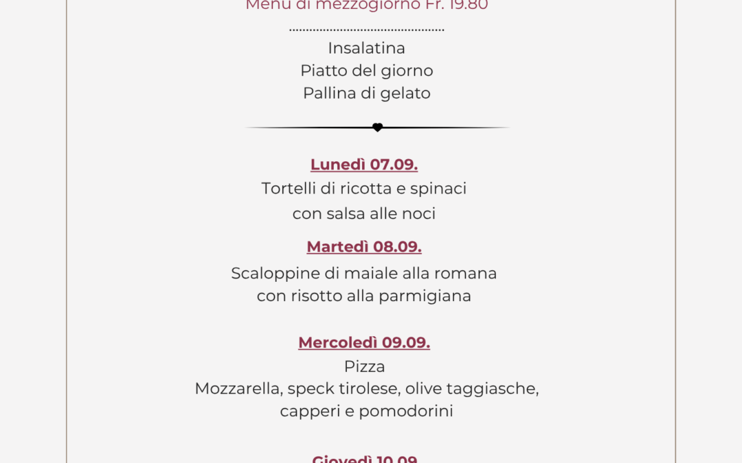 Menù mezzogiorno LU-VE